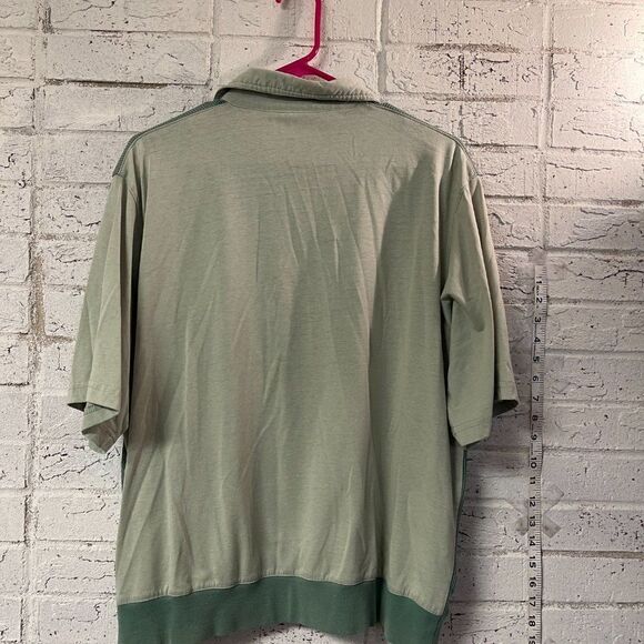 Vintage Haband Casual Joe Short Sleeve Bottom Banded Green Collared Shirt Large - Picture 5 of 8